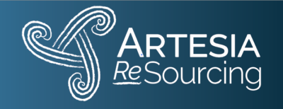 Artesia ReSourcing White Logo on Dark Background